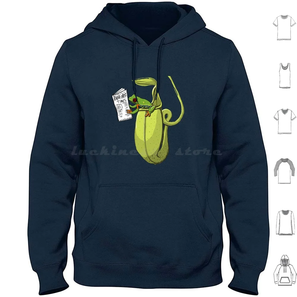 Frog Pitcher Hoodie Cotton Long Sleeve Green Amphibian Reading Books Book Funny Reader Bookworm Library Literature