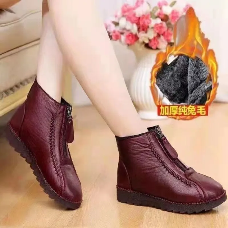 2025Winter Women's Boots Thickened Velvet Warm Snow Boots Fashion High Top Cotton Shoes for Women Zipper Ankle Boots Botas Mujer