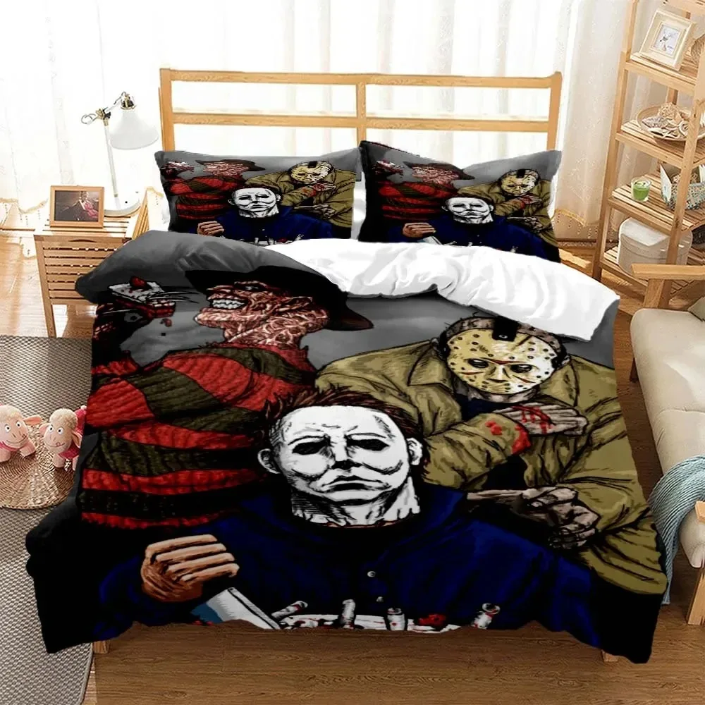 

Halloween Horror Movie Comfortable Duvet Quilt Cover Pillowcase Bedding Set Children Bedroom Decoration Home Textile