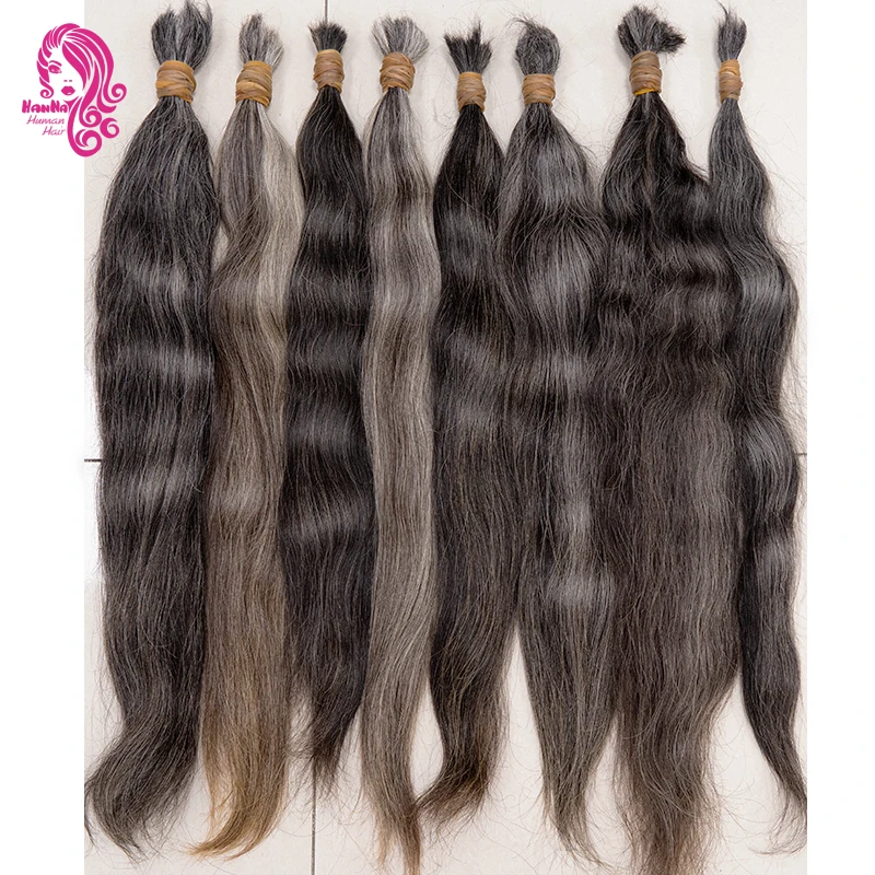 Super Double Drawn Cabelo do Sul Gray Hair Bone Straight No Weft 15A Unprocessed Can Be Dyed To Any Color Hair From One Donor