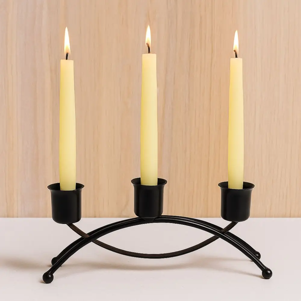 الحرف اليدوية النمط الأوروبي 3 الأسلحة شمعة حامل ثلاثة رئيس الزخرفية الحديد حامل شموع معدنية خمر الشمعدانات زينة عيد الميلاد #3