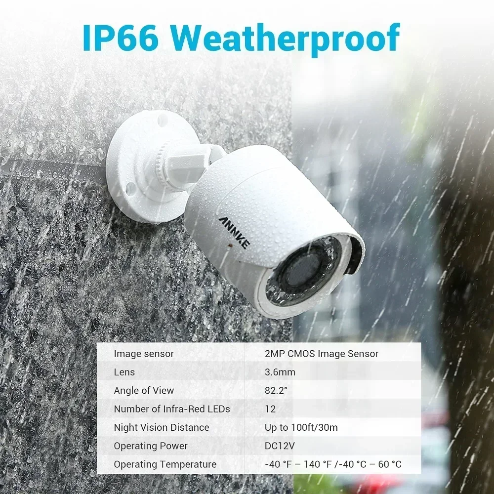ANNKE 16CH 5MP DVR Sistema con Smart IR 30m EXIR Telecamera di sicurezza per visione notturna 2MP 1080p Sistema di telecamere CCTV cablate per il monitoraggio