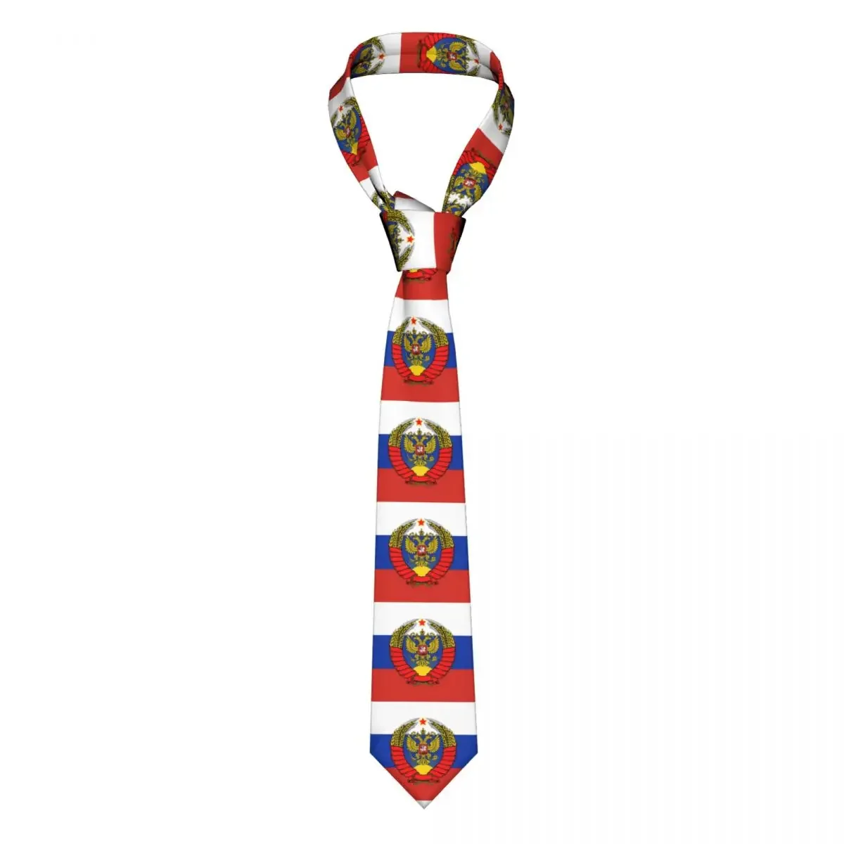 Custom Flag Of Russia With Soviet Eagle Ties Men's Fashion Silk Coat of Arms Neckties for Office