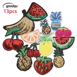 13pcs Lot Patches For Clothing Kids Glitter Fruit Cute Pack Iron On Embroidered Fusible Sewing Diy Thermoadhesive Jacket Mochila