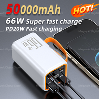 50000mAh Large Capacity Portable Two-Way 66W Super Fast Charging Power Bank External Battery Charger For iPhone Xiaomi Huawei