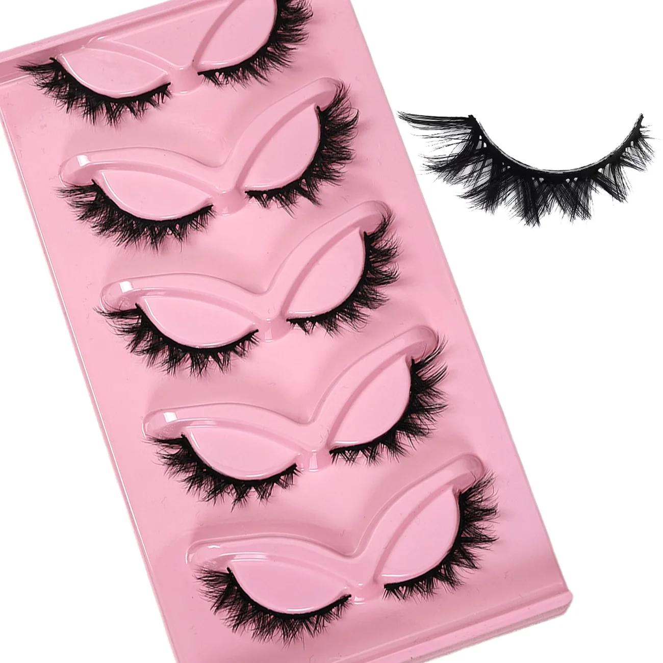 5 Pairs Fox Style False Eyelashes Full Strip Fox Shaped Dense Natural European And American Style Extended Outer Corner Manga Ey