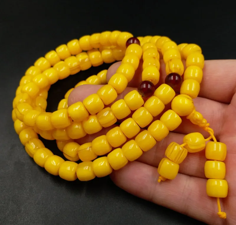 

High-end exquisite new abacus bead bracelet chanterelle yellow 108 multi-circle old bracelet