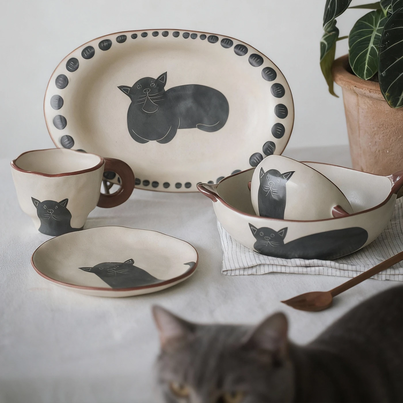 

Zeteng Home Large Size Elliptical Di Matte Dining Utensils Bowl Cup Di Sted Fi Long round Sui Bone Di Cartoon Pa...