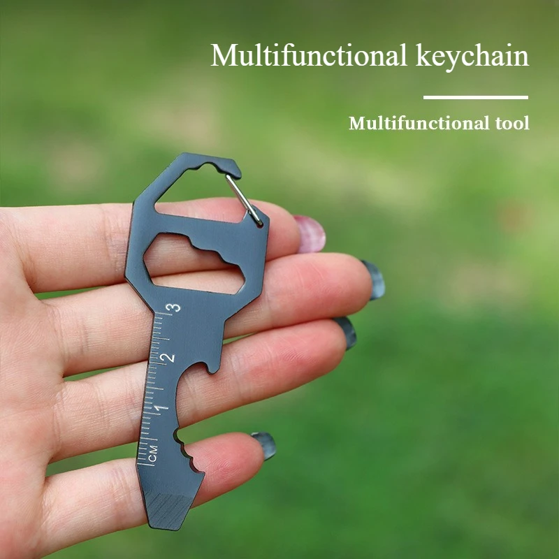 Card-type EDC Tool - Multi-functional Keychain Bottle Opener Hexagonal Pendant Measuring Tape Portable Screwdriver Mini Tools