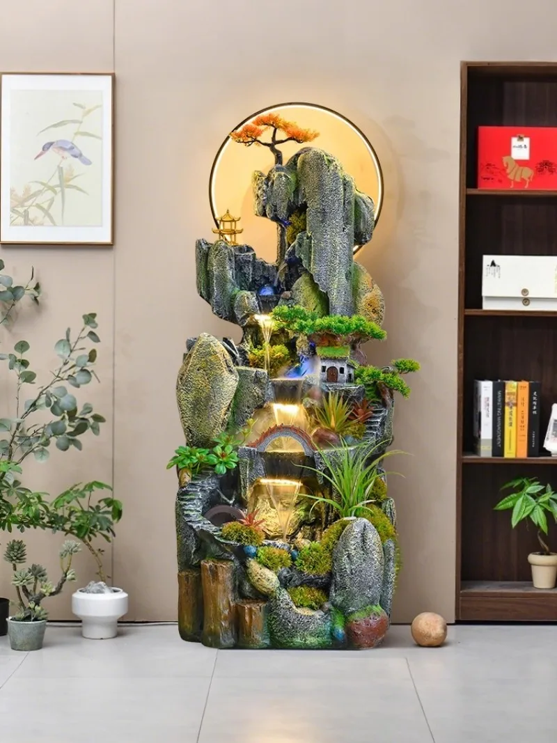 Flowing water generates wealth, ornaments, circulating water, living room, porch, rockery decoration, store opening, housewarmin