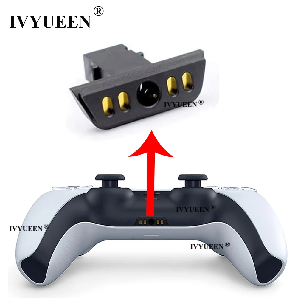 IVYUEEN 2 PCS สำหรับ DualSense 5 PS5ปลั๊กหูฟังพอร์ตหูฟังแจ็ค Connector ชาร์จแท่นชาร์จพอร์ตซ่อมส่วน