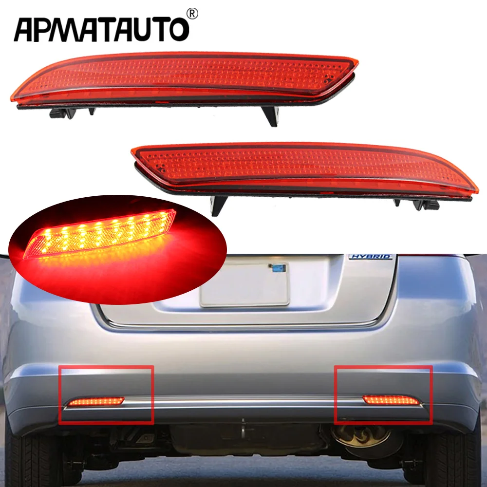 2Pcs LED Tail Red Rear Bumper Reflector Light Lamp stop fog brake light For Honda JAZZ Fit CRZ CRV Insight hybrid Acura TSX