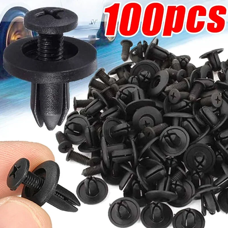 

Car 8mm Hole Plastic Rivets Fastener Push Clip Black Auto Vehicle Door Trim Panel Retainer Fastener Clips for Toyota Audi