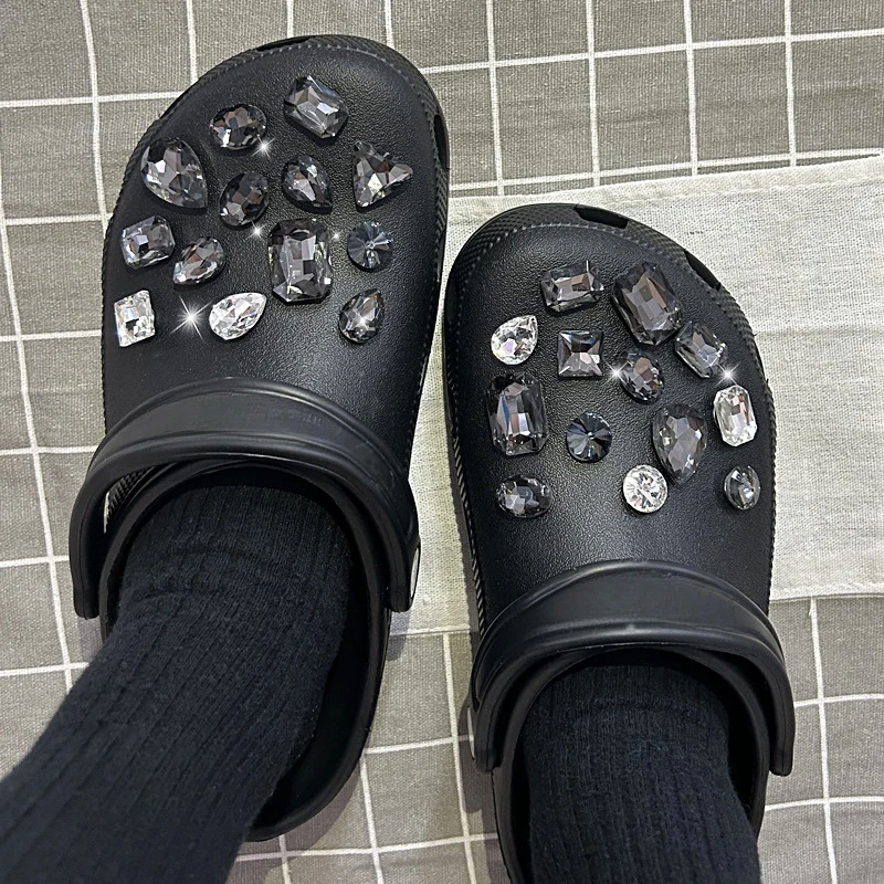 26-teiliges Modisches Schuh-Charms-Set Zubehör für Sandalen Schuhschnalle Hochwertige Schwarze Kristall-Strass DIY Schuhdekorationen – Detail 4