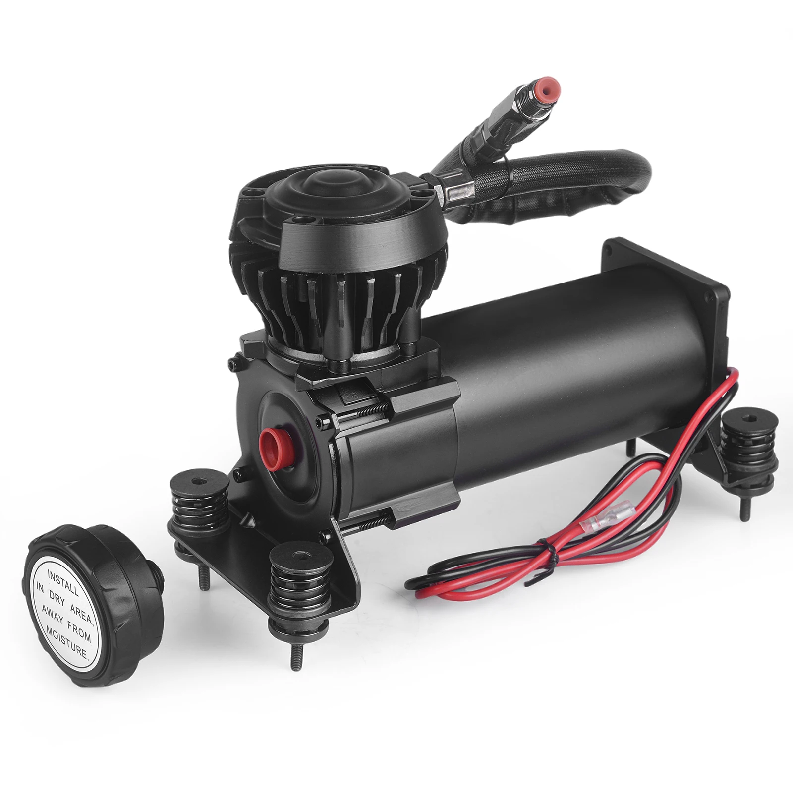 

V360 58DB Silent Air Suspension Compressor Pump Kit 200PSI 1/4NPT 12V Waterproof Grade IP67 Black