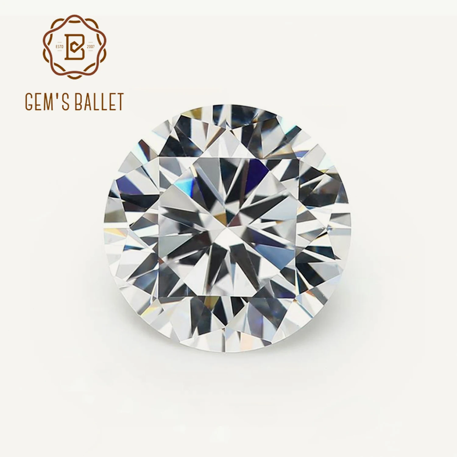 GEM'S BALLET 0.5-3.0ct 8 Hearts 8 Arrows D Color VVS1 Round Brilliant Cut Moissanite Loose Lab Diamond Test Passed for Jeweler