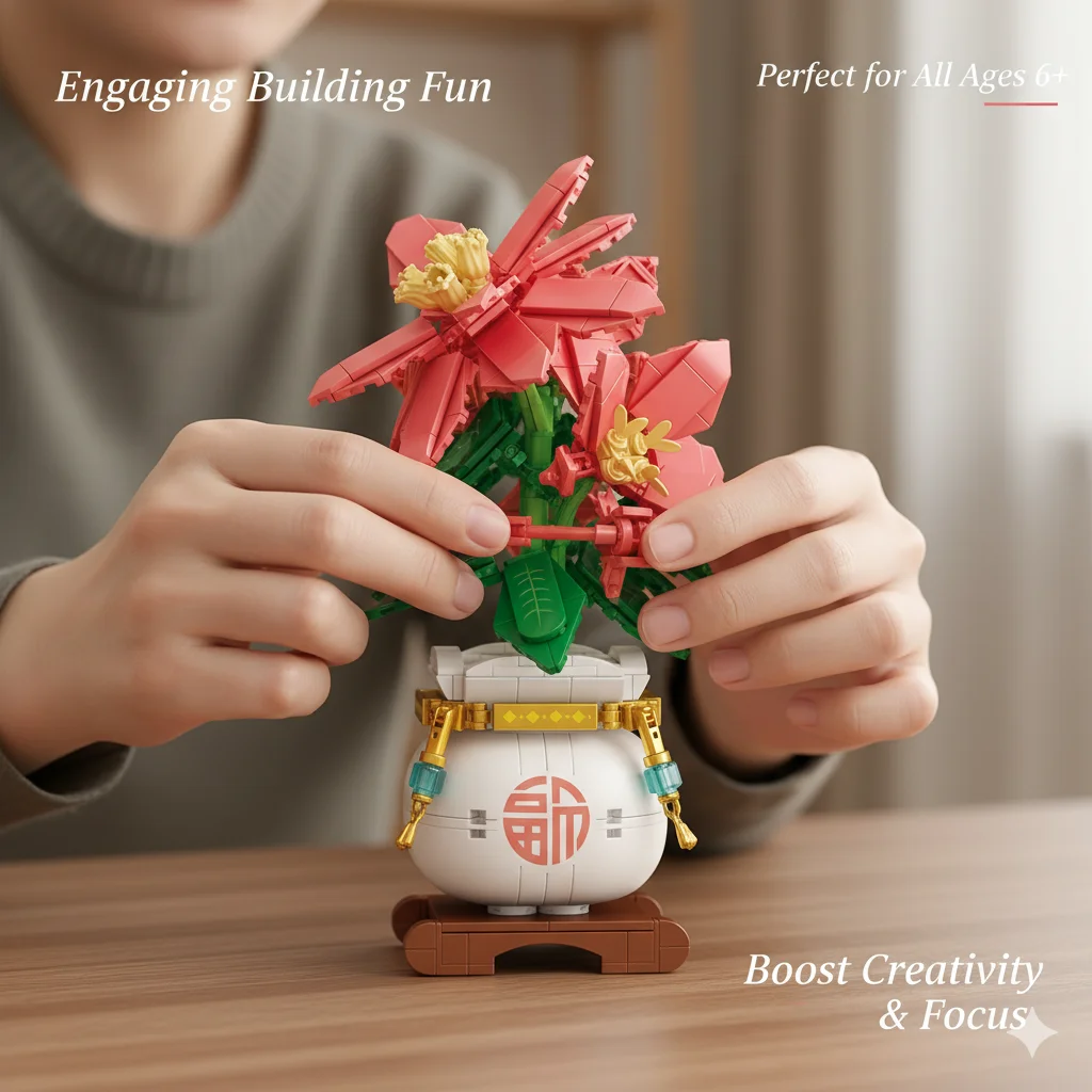 Fai da te creativo decorazione della casa fiori artificiali blocchi di costruzione pianta in miniatura bonsai set di mattoni amico di capodanno regali per adulti