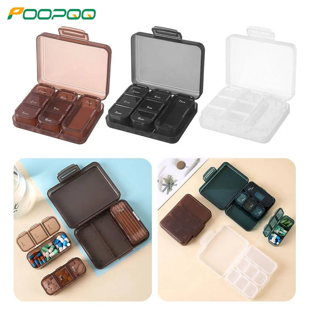 

Weekly Pill Organizer 1 Time A Day, Travel Pills Box 7 Day Compartments Vitamin Holder, Daily Pill Container Medicine Dispenser