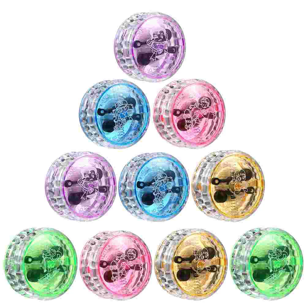 10 Pcs Yo-yo Toy Luminous Pull String Educational Children's (Random Color) 10pcs Fingertip Ball with LED Lights Toddler