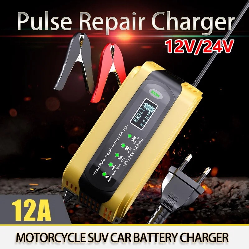 

Car Battery Charger 6A 12V Car and Motorcycle Battery Charging Device Lead-acid Battery Smart Repair LCD Display
