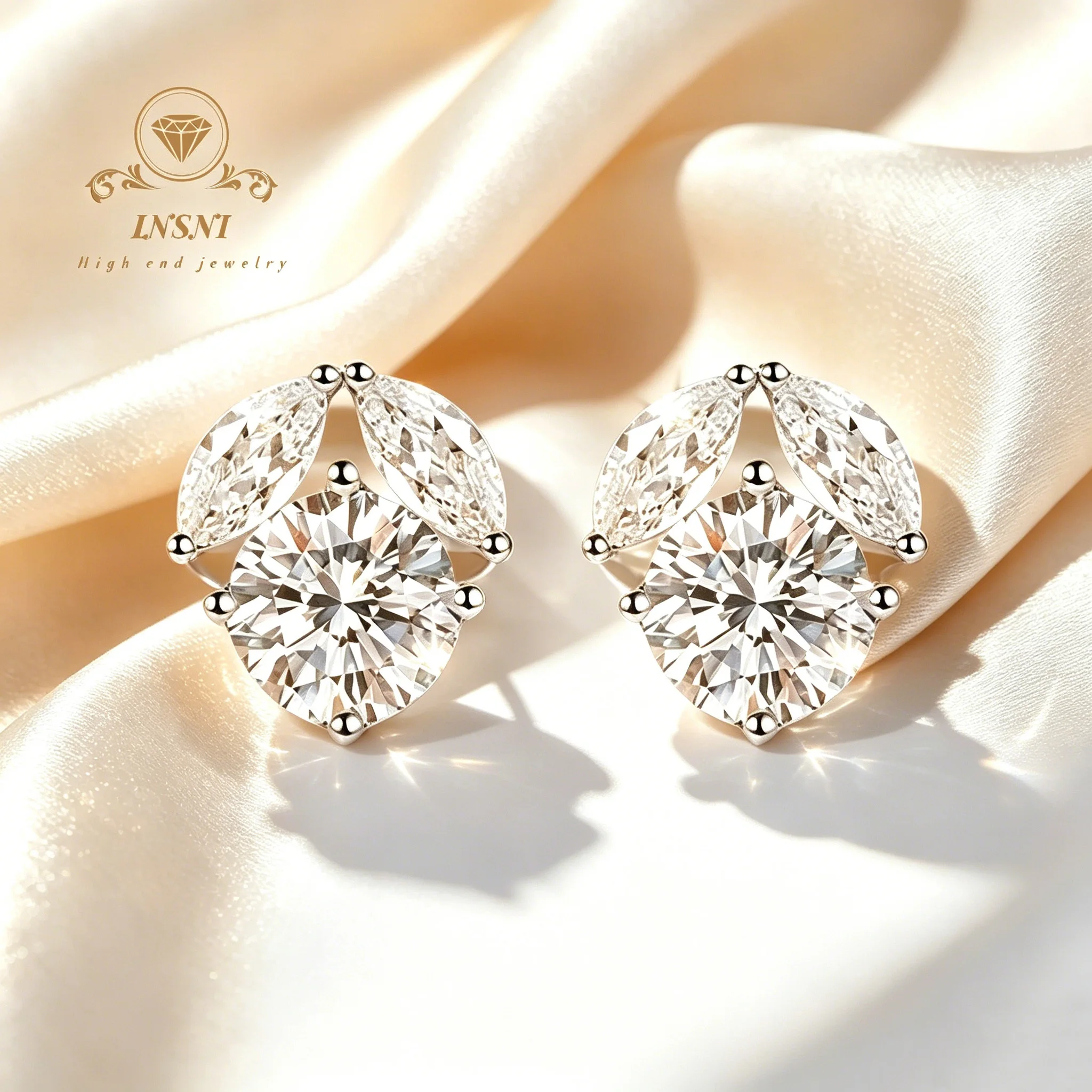 1Ct D Color Moissanite Stud Earrings S925 Sterling Silver Four-Prong Flower Design GRA Certified Women's Minimalist Jewelry
