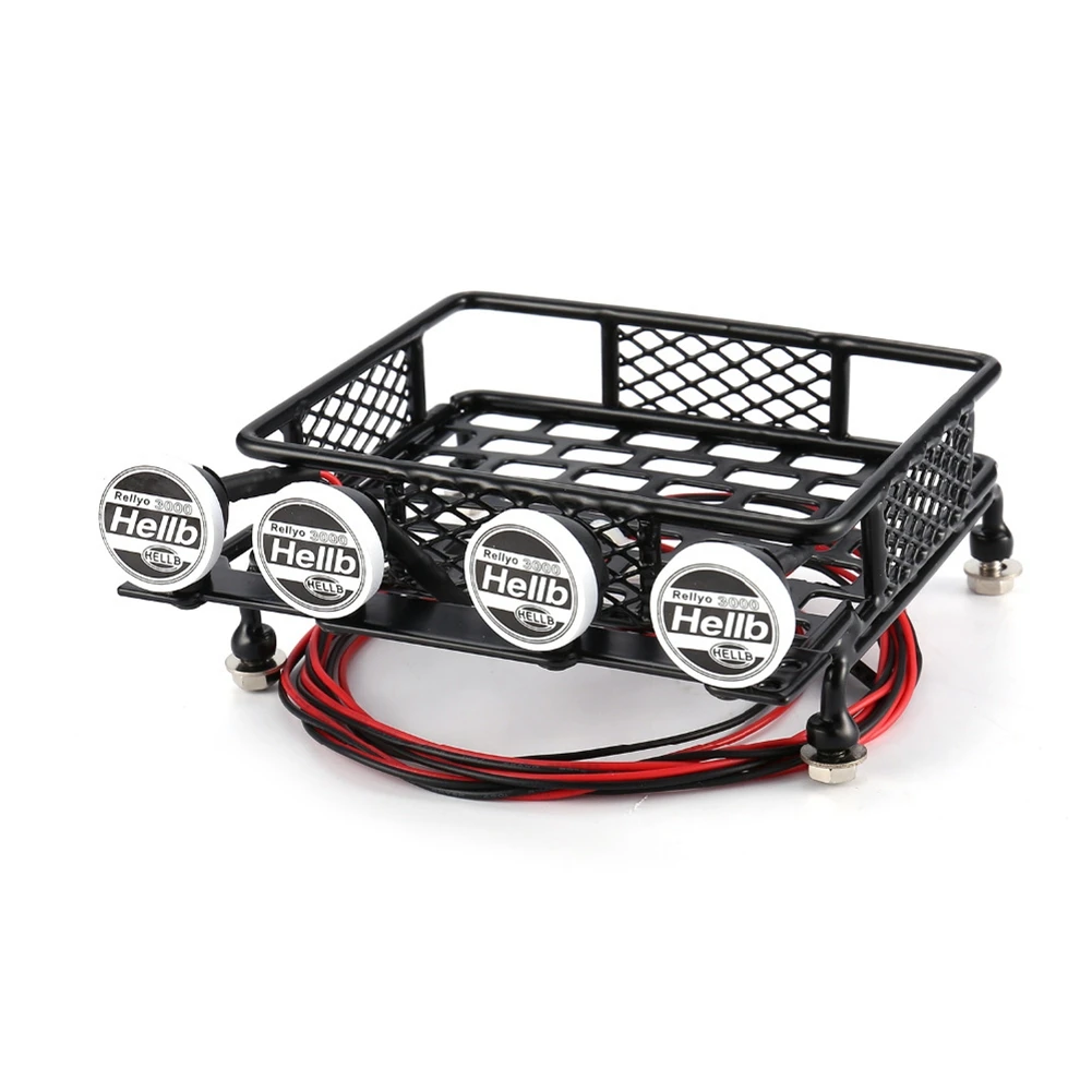 BFYL-Logam 115X107Mm Rak Atap Pembawa Bagasi dengan Lampu Sorot untuk Tamiya CC01 CR01 RC4WD D90 Axial SCX10 1/10 RC Mobil Perayap