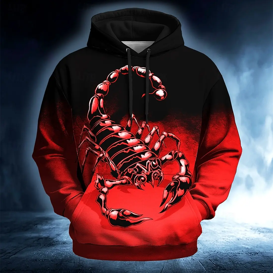 Fashion Men's Scorpion Hoodie Sweatshirt Cool Party Crew Neck Club Streetwear Red Blue Drawstring Fall Winter Designer