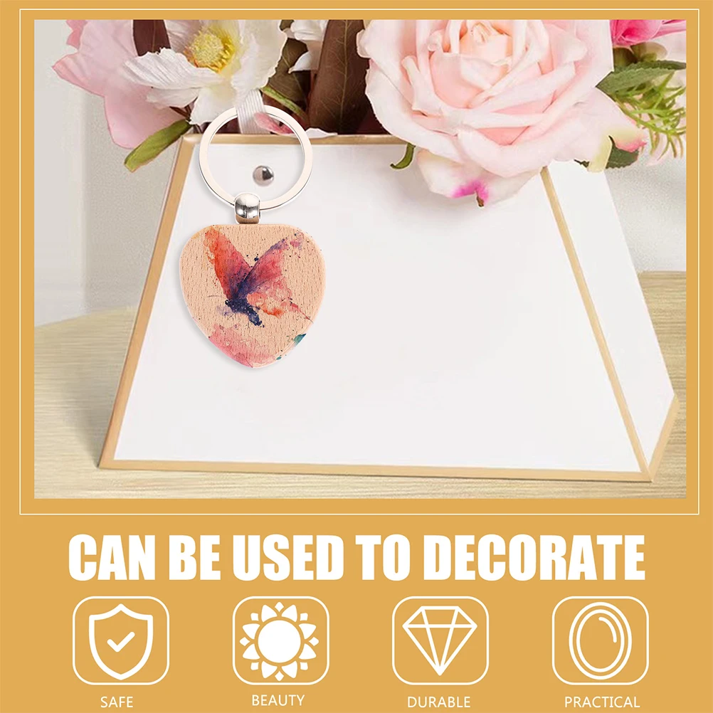 

12 Pcs Charms for Keychain Making Wooden Rings Crafting Sublimation Blank Chains