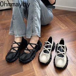 Autumn Chunky Women Sports Shoes Fashion Shallow Butterfly-knot Platform Flat Shoes Ladies Casual Outdoor Mary Jane Shoes