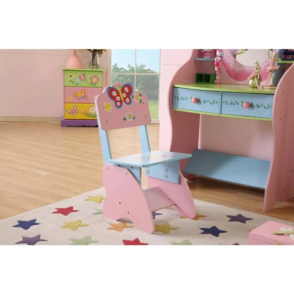 Ensemble de table et chaise en élasthanne nickel é, coiffeuse pour filles avec miroir, table de maquillage avec perle