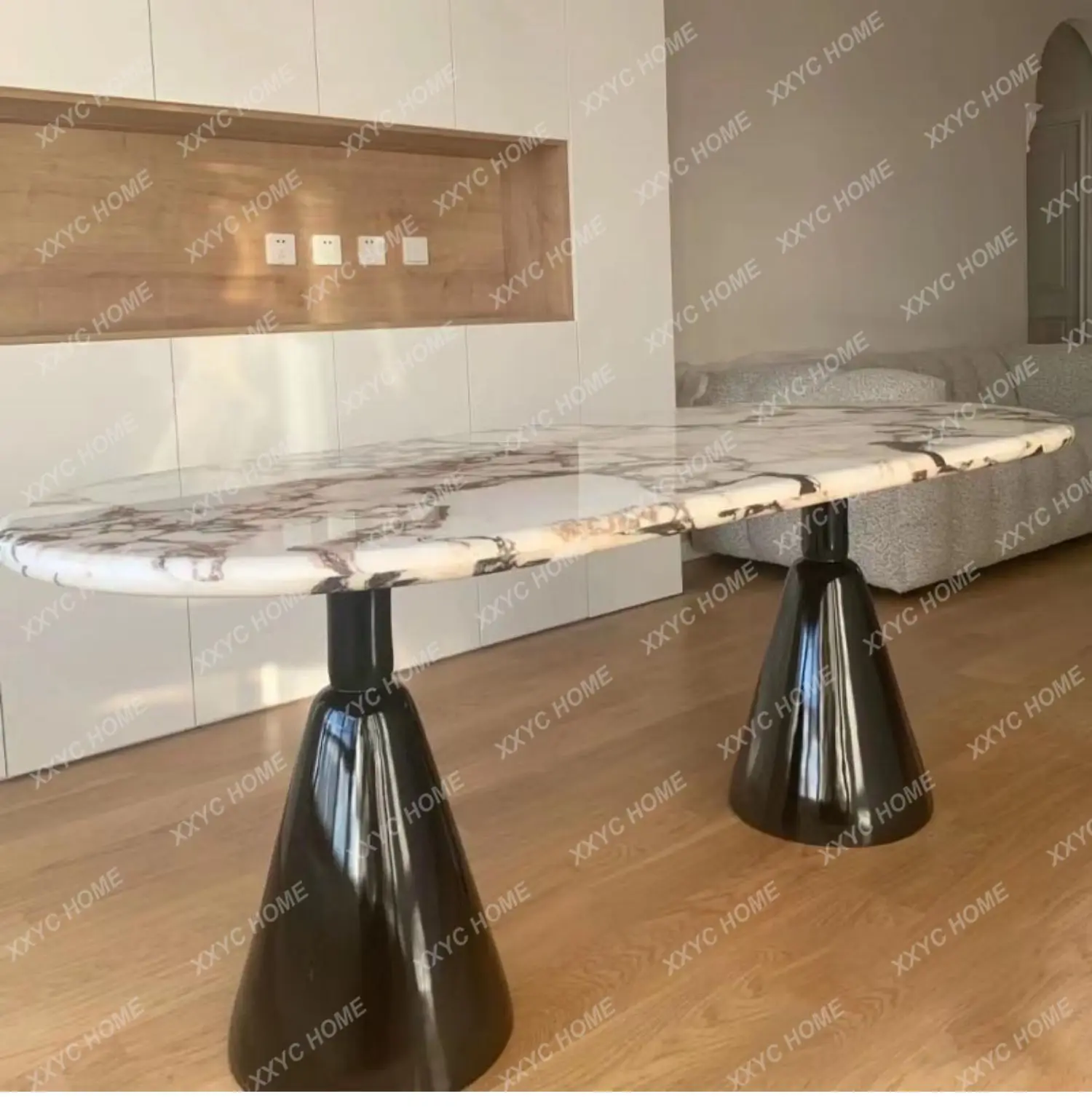 A  Marble dining table Light luxury home restaurant High-end villa  modern  dining table