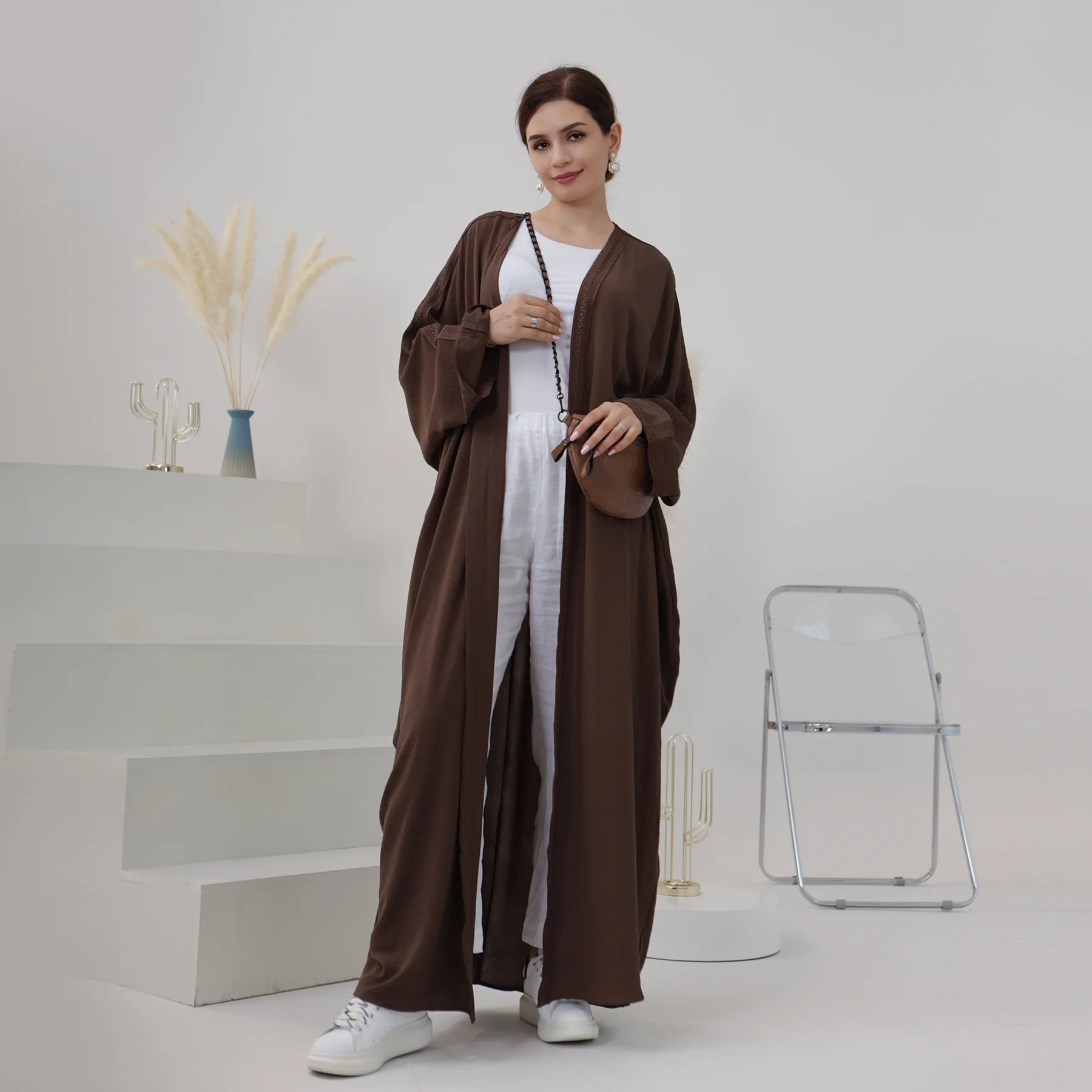 Middle East Muslim Dress Cardigan Coats Embroidered Lace Robe Tunic Party Kimono Femme Musulmane Turkey Fashion Clothes