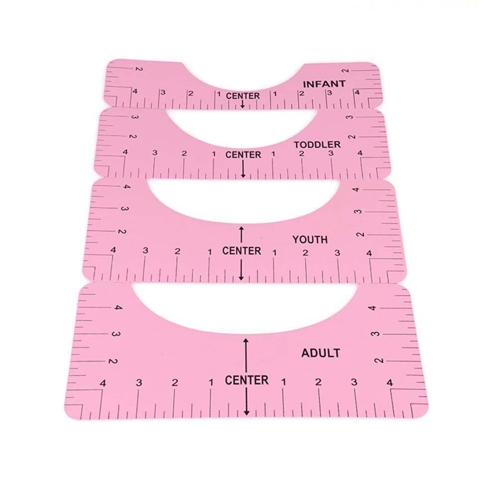 4Pcs/set T-Shirt Ruler Guide for Heat Transfer Vinyl & Sublimation, DIY T-Shirt Measurement Template, Drafting Tools for HTV, DT