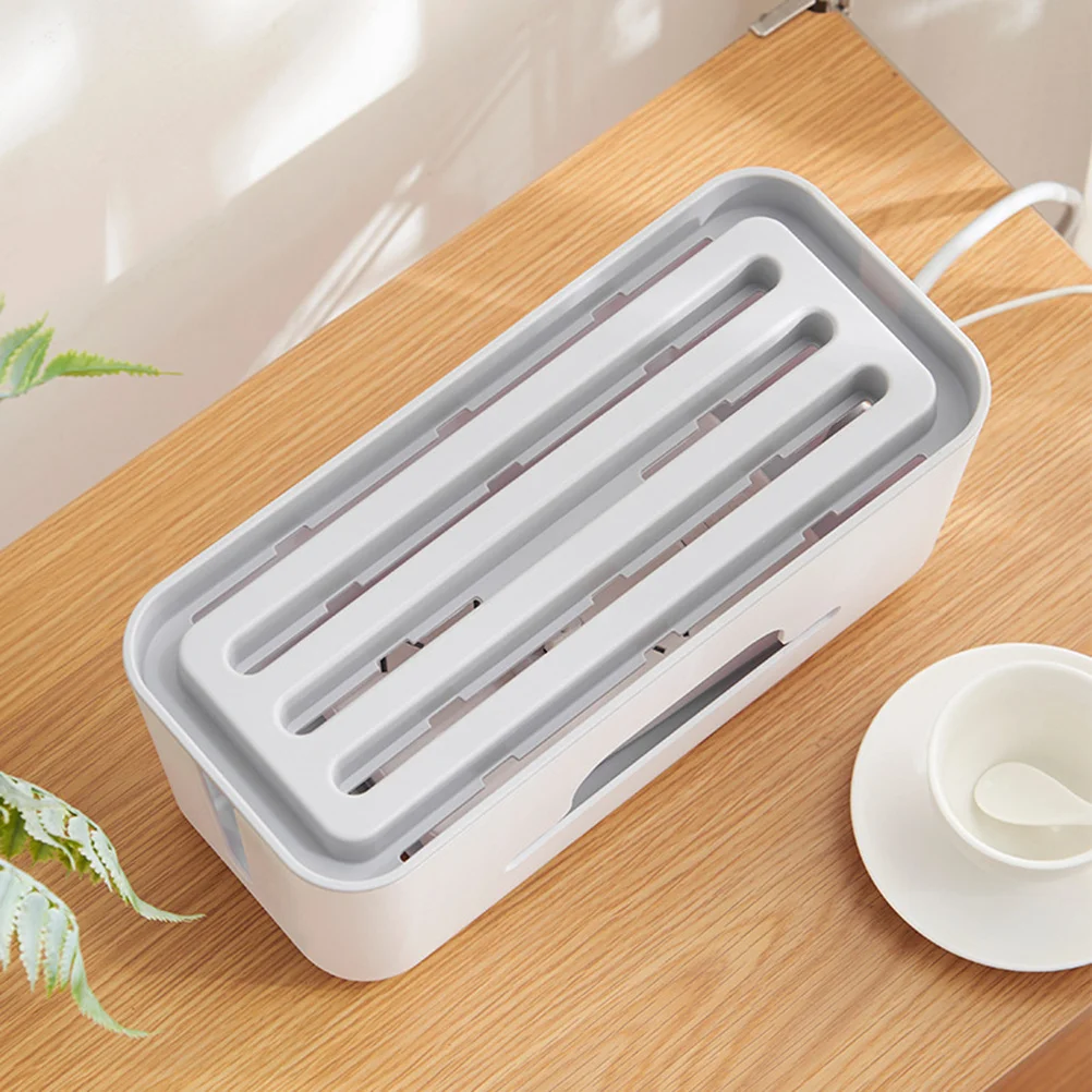 

Cable Organizer Box with Multi-Hole Design for Home Kitchen Bathroom Living Room Power Line Storage Box Sturdy Hips Plastic