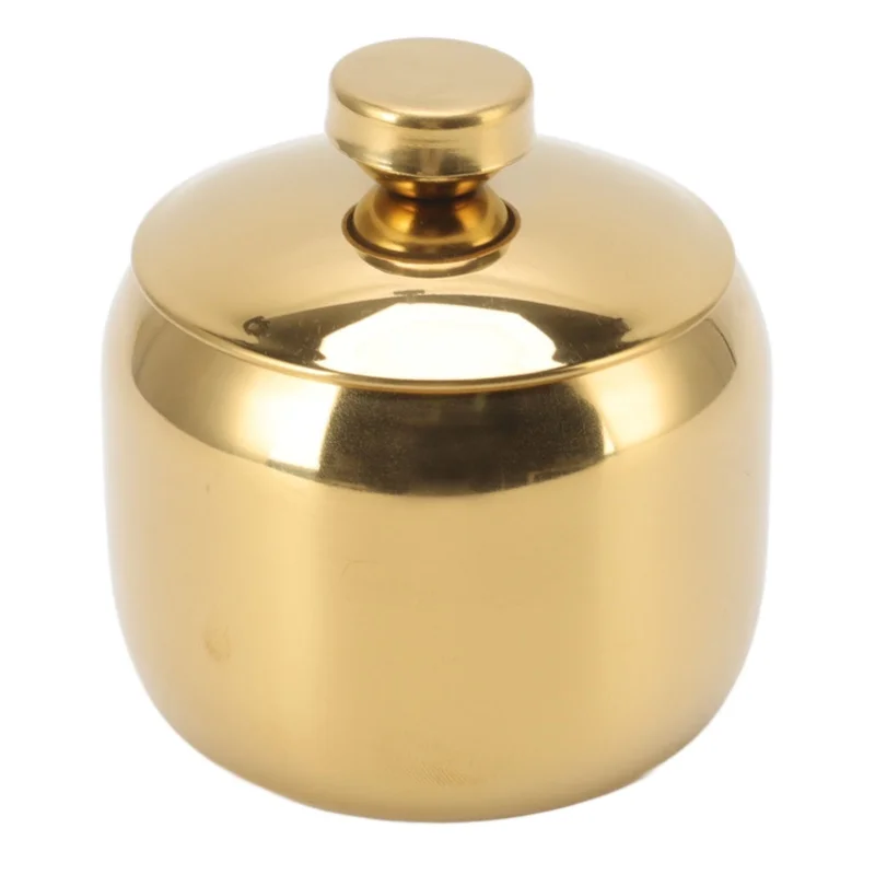 

Stainless Steel Gold Seasoning Condiment Pot Spice Salt Sugar Pepper Container Jar Storage Organizer With Lid