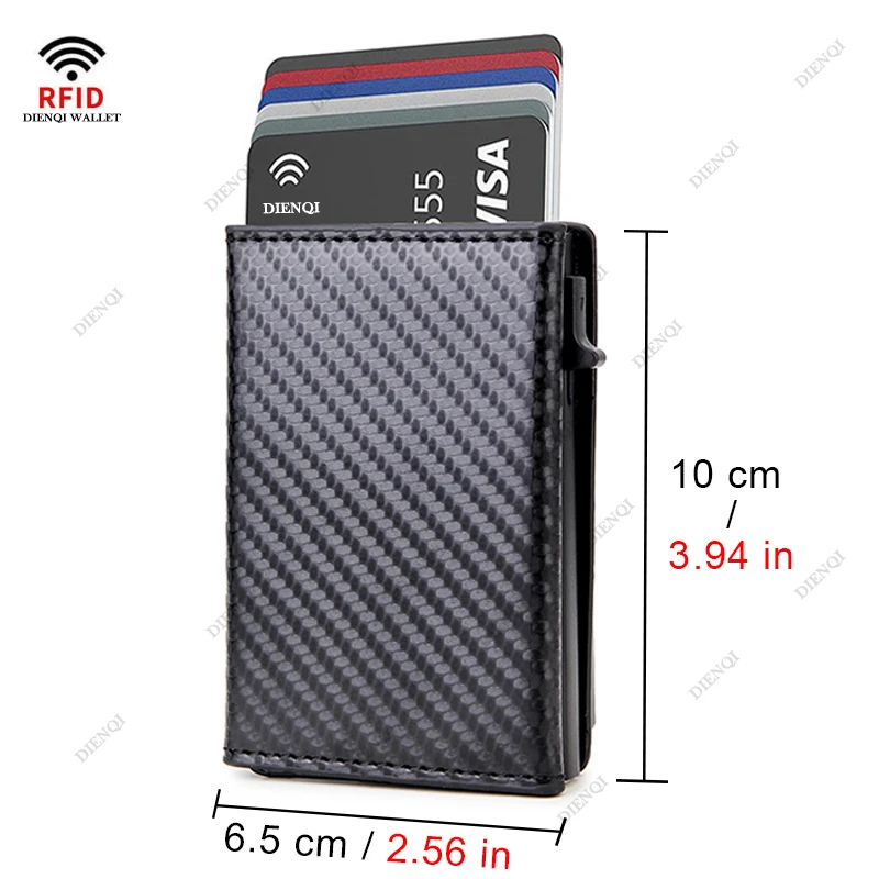 Rfid Carbon Fibe Airtag Wallets Men Card Holder Slim Thin Wallets Leather Wallet For Apple Air Tag Purses Smart Black Walet