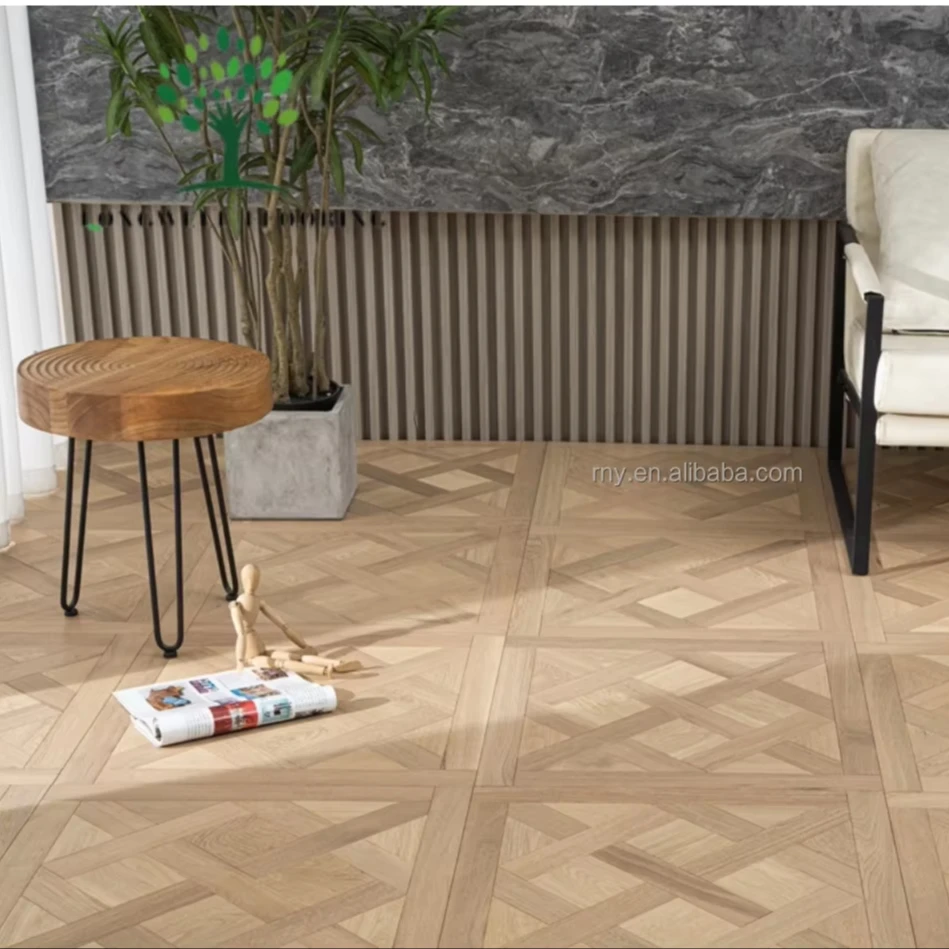 نسخة مخصصة من أرضية خشبية صلبة من خشب البلوط الأبيض الحديثة من الدرجة ABC أرضية خشبية داخلية