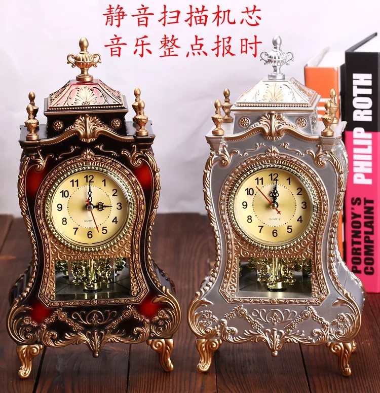 Vintage Desk Retro Alarm Clock Classical Royalty Sitting Room TV Cabinet Imperial European Creative Sit Pendulum Clocks