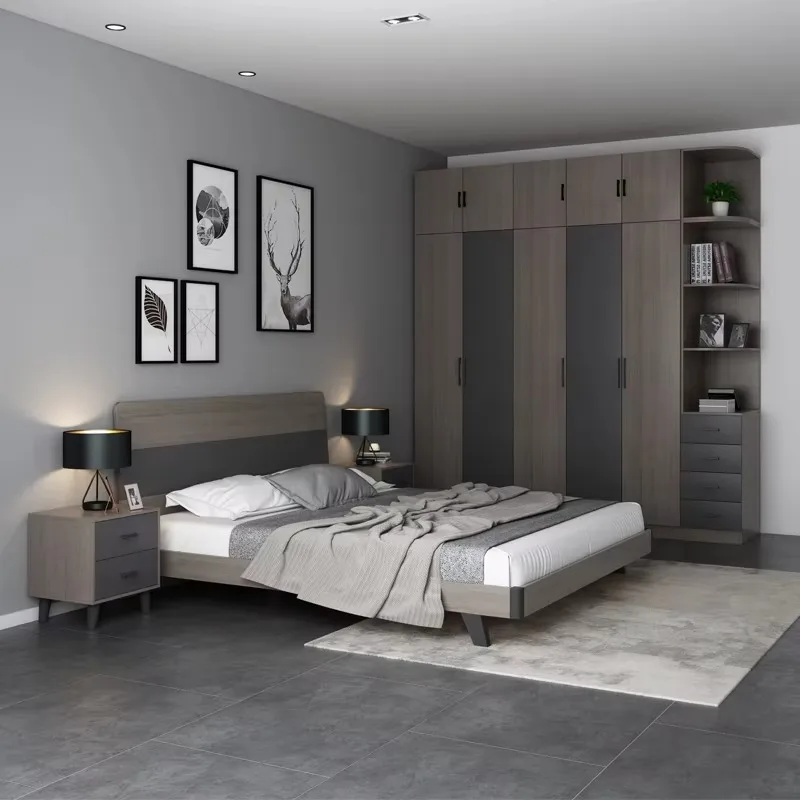 Juego de Dormitorio Completo de Diseño Moderno, Cómoda de Lujo con Almacenamiento, Juego de Dormitorio Tipo Loft Queen, Muebles para el Hogar de Estilo Europeo Elegante