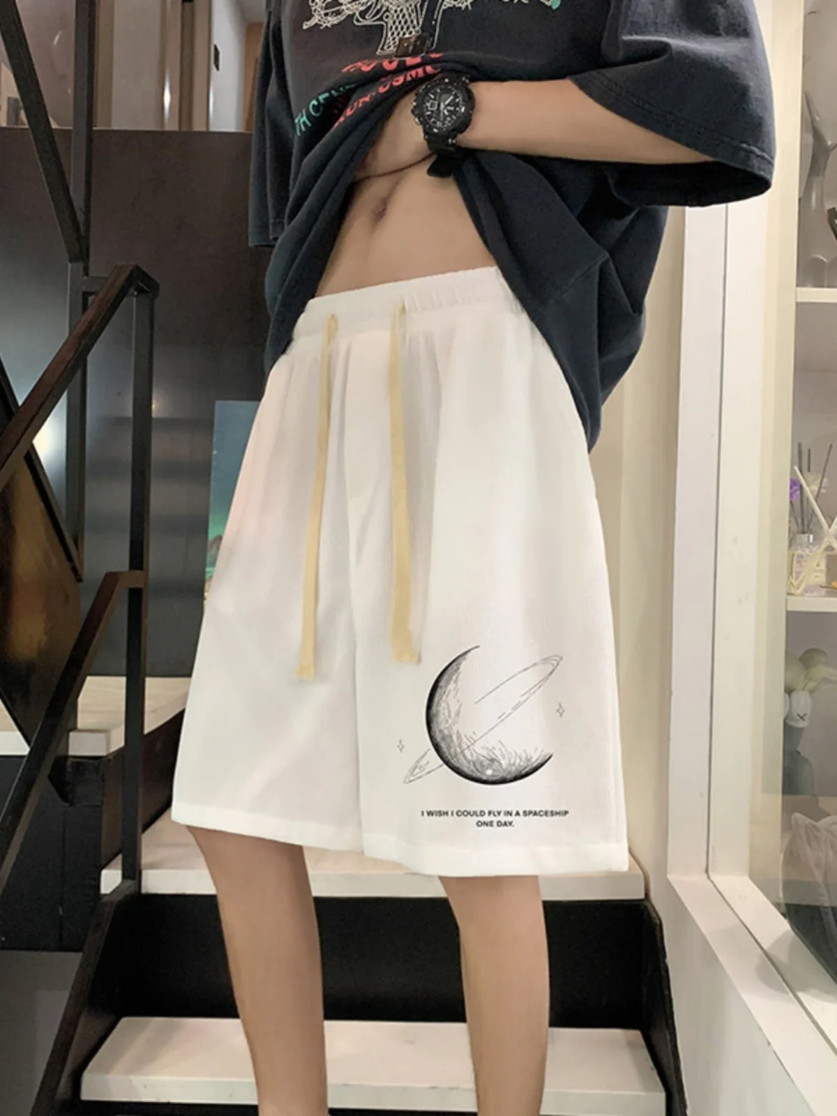 

Мужские летние повседневные шорты в американском стиле оверсайз, модные свободные спортивные брюки-бермуды, дышащие и удобные