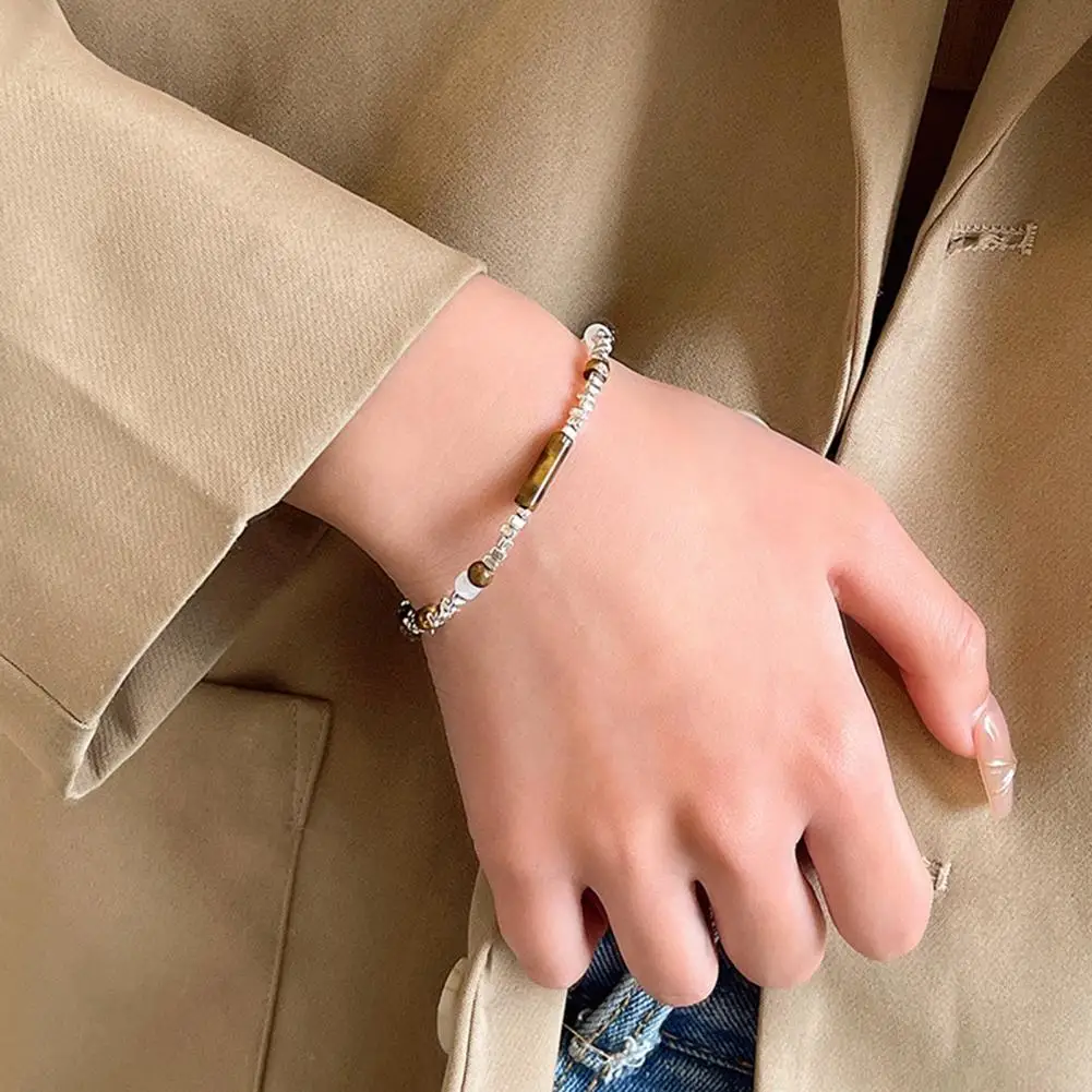 Women Bracelet with Extended Chain Adjustable Geometric Copper Pendant Cold Style Lobster Clip Lady Bangle Daily Wear Jewelry