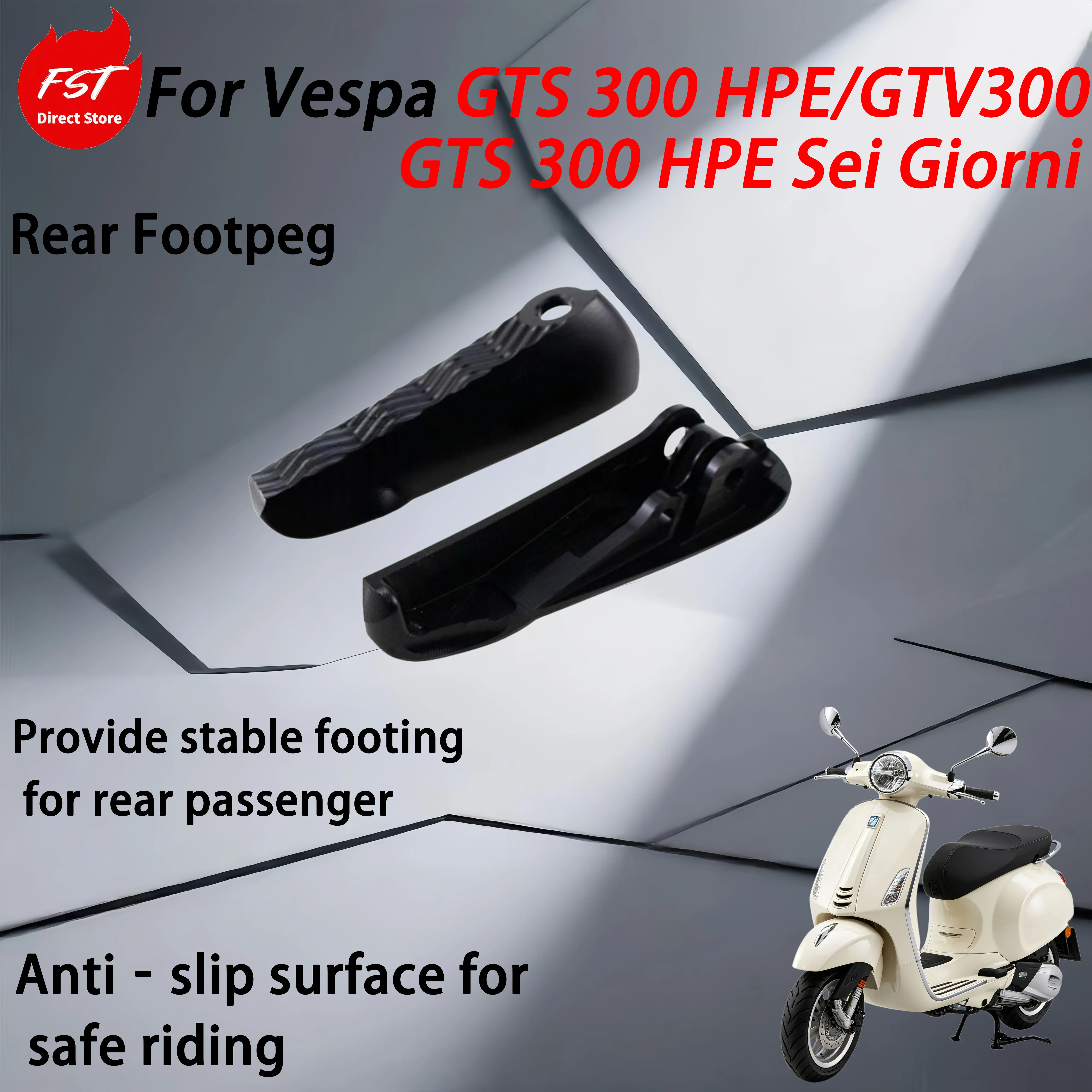 For Vespa GTS 300 HPE/GTV300/GTS 300 HPE Sei Giorni Rear pedal cover and rear pedal after modification with accessories