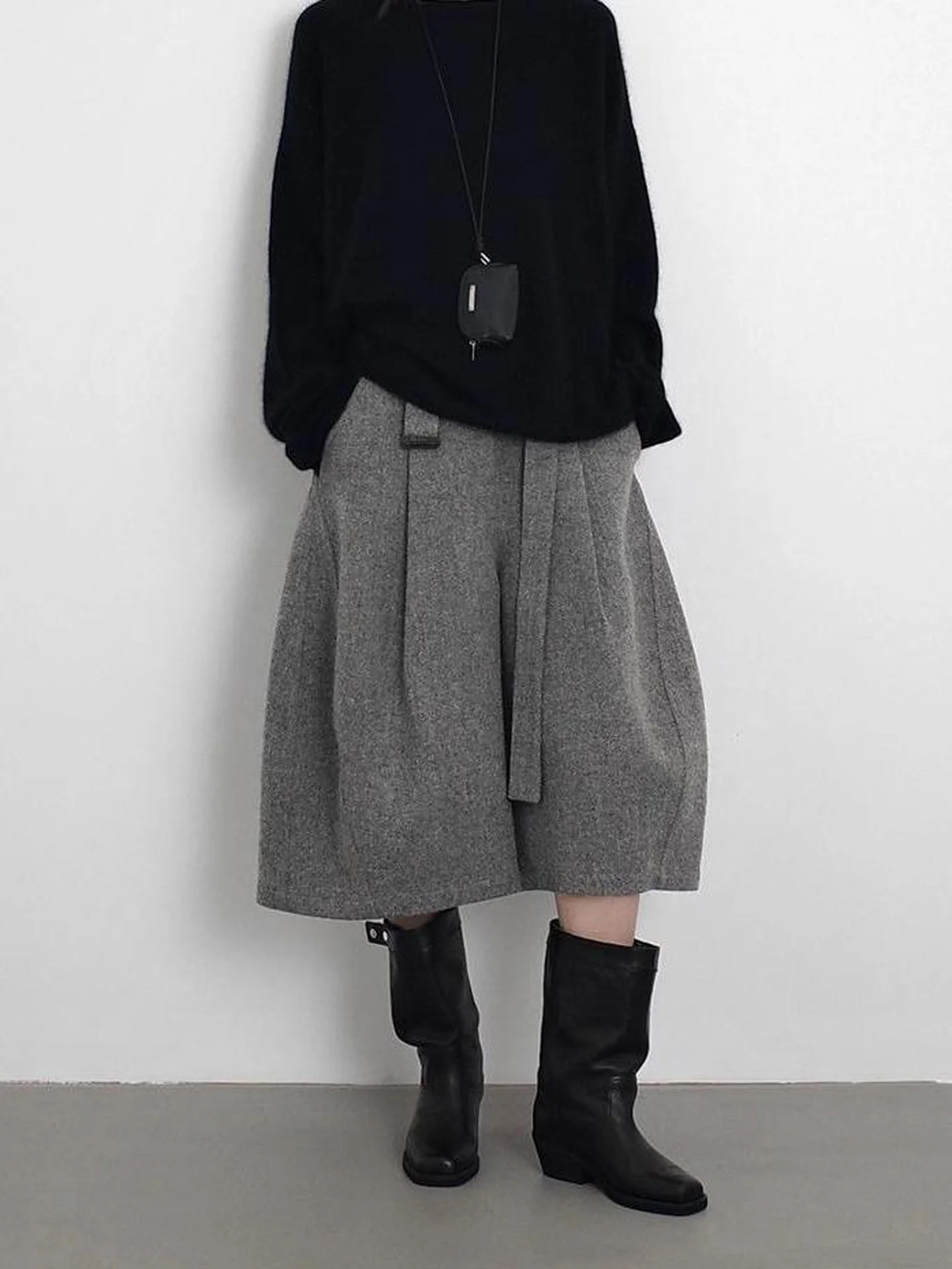 Retro Korean Loose Slimming Wide Leg Pants Women's Casual Versatile Suit Seven-Quarter Length High Waist Straight Cut Trousers