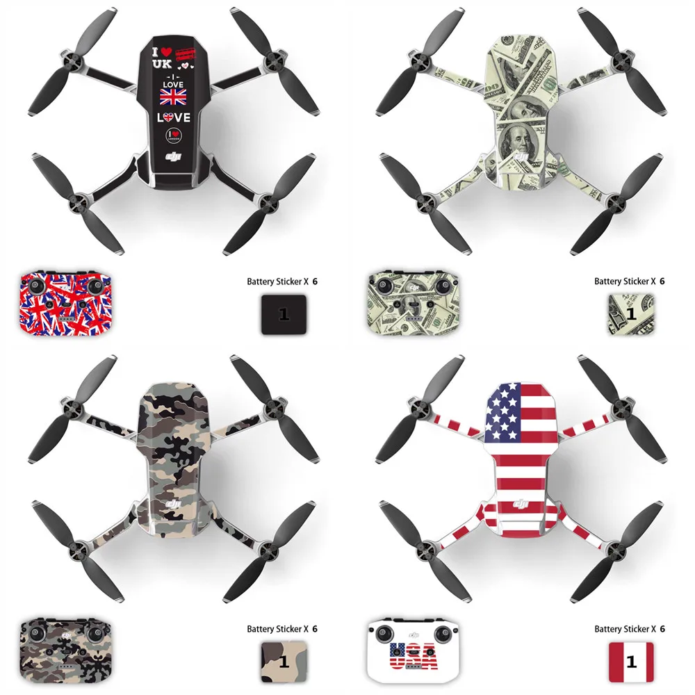 For DJI Mavic MINI 2 Drone Full Set Of Colorful Sticker Protective Film PVC Waterproof Scratch-proof Full Coverage Skin Part