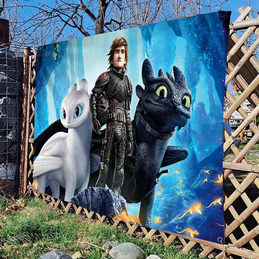 How To Train Your Dragon Night Cartoon Flag Art Science Fiction Room Home Decor Wall Hanging Home Decor Banner