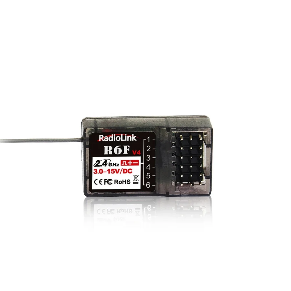 

Radiolink R6F V4 2.4G 6-канальный приемник для радиоуправляемых автомобилей и лодок, пульт дистанционного управления, совместимый с RC6GS RC4GS для деталей радиоуправляемого самолета