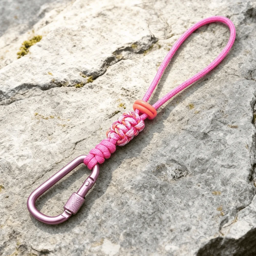 Alloy Water Bottle Lanyard Locking Carabiner Clip Braided Rope Beverage Bottle Lanyard Durable Adjustable Carabiner Hook Camping