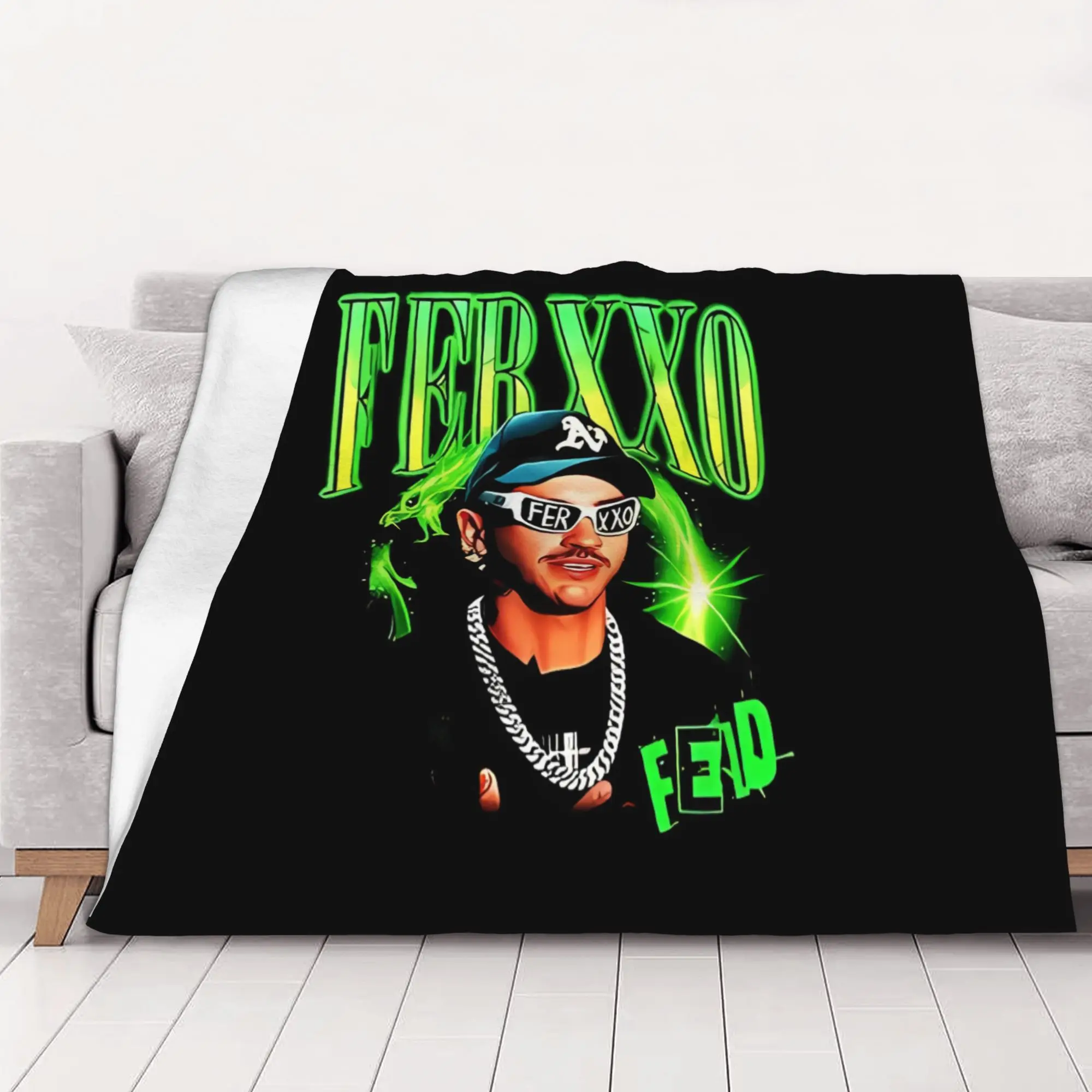 1PC home Cute Room Decor Feid Ferxxo Neon Style Latin Music  Portrait Blanket Throw Blanket Feid Novelty Warm Blanket All Season