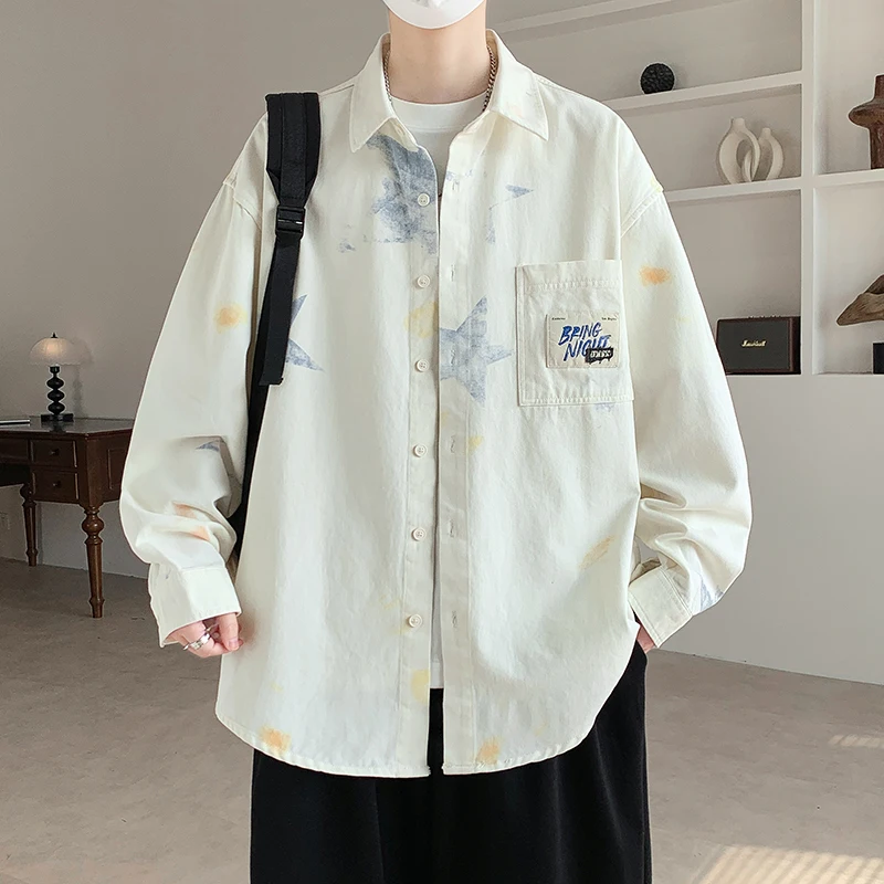 

Long Sve Cotton irt Men's Spring Autumn Casual Loose Fit Collared Workwear Jaet Comfortable Breathable Classic Sle