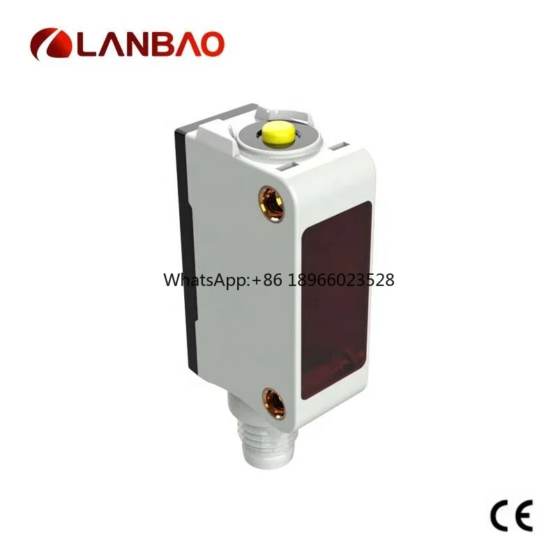 LANBAO 10-30VDC Plastic Square Optical Photoelectric Sensor with Wide-Angle